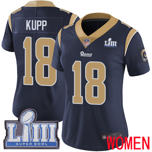 Los Angeles Rams Limited Navy Blue Women Cooper Kupp Home Jersey NFL Football 18 Super Bowl LIII Bound Vapor Untouchable